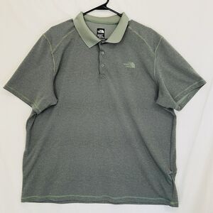 The North Face Polo Shirt Mens Large Green Olive Flashdry Short Sleeve